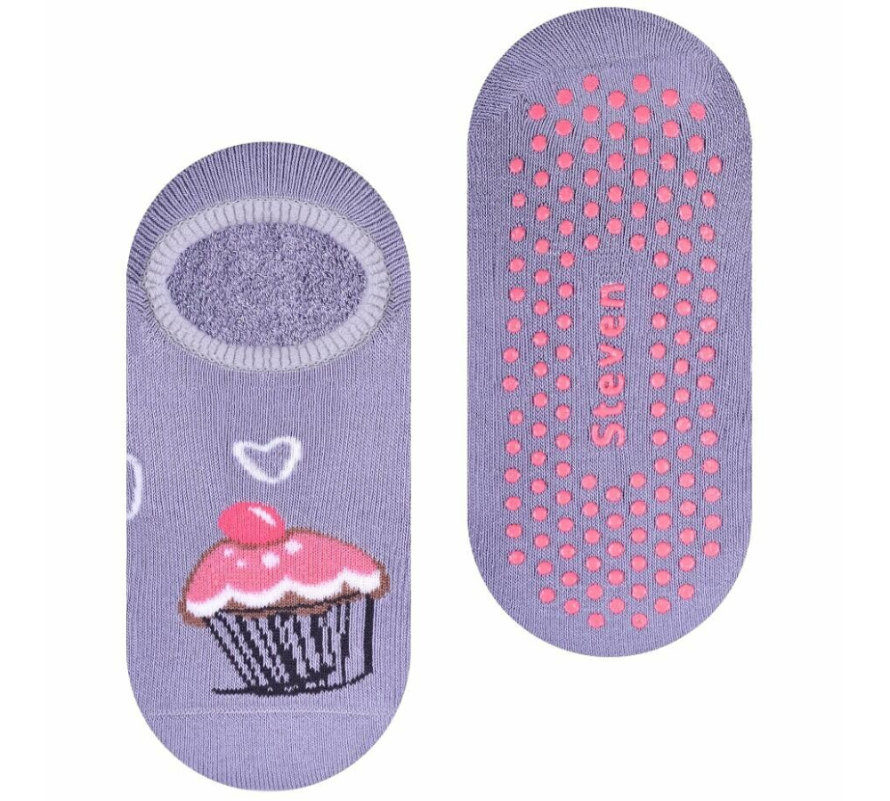 Protišmykové froté ponožky s muffinom - sivé