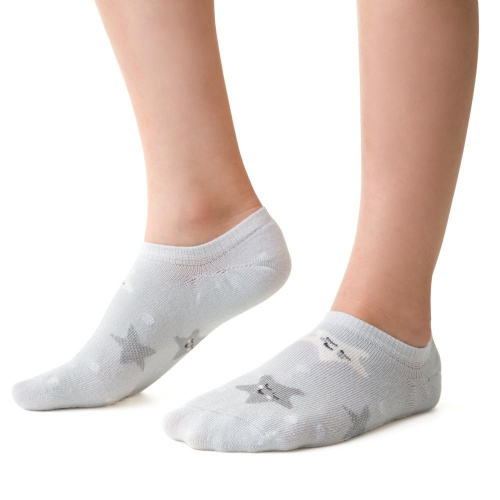 Bambusové dievčenské ponožky s hviezdičkami - sivé