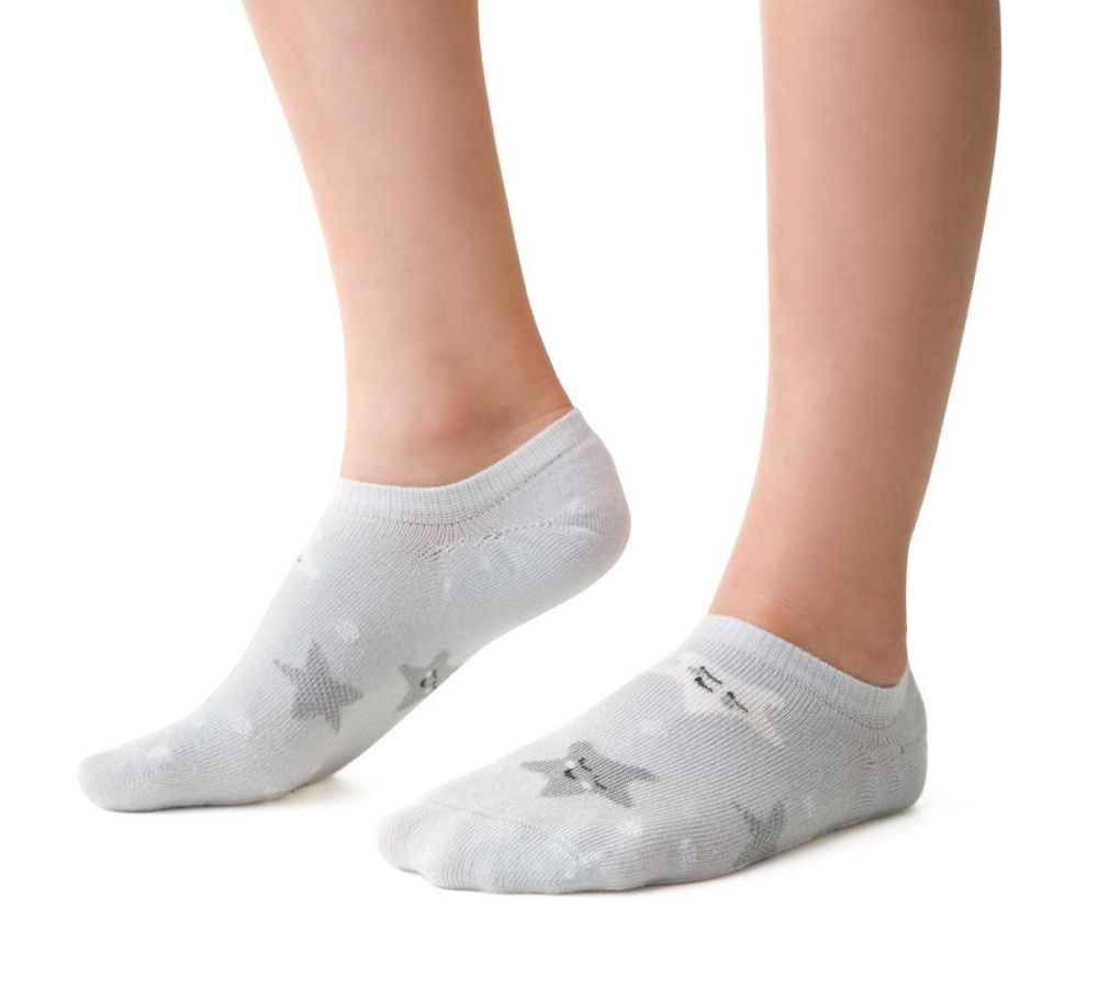 Bambusové dievčenské ponožky s hviezdičkami - sivé