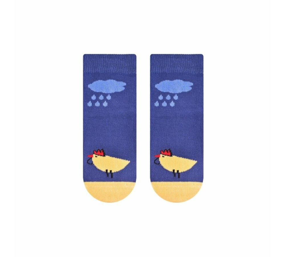 Bavlnené ponožky pre bábätká s kuriatkom - modré