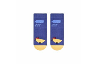 Bavlnené ponožky pre bábätká s kuriatkom - modré