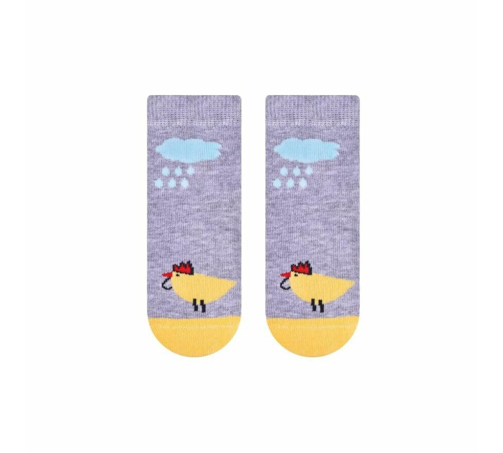 Bavlnené ponožky pre bábätká s kuriatkom - sivé