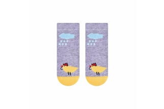 Bavlnené ponožky pre bábätká s kuriatkom - sivé