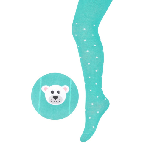 Bavlnené pančuchy pre deti - zelené s macíkom