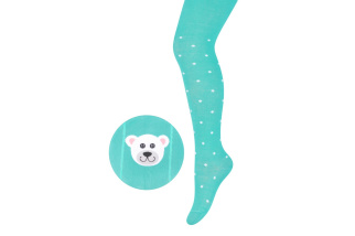 Bavlnené pančuchy pre deti - zelené s macíkom