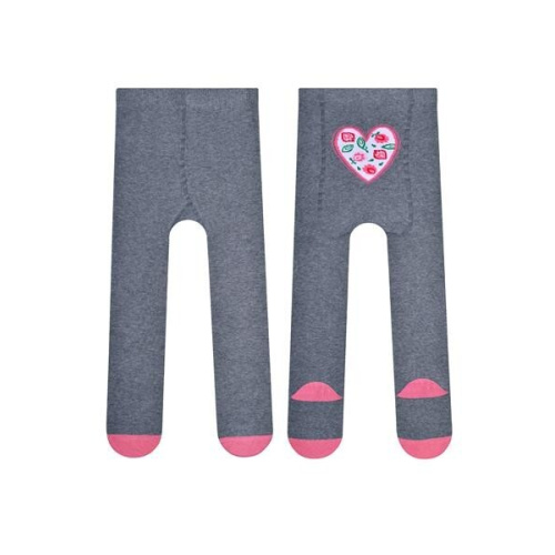 Dievčenské bavlnené pančuchy - sivé so srdiečkom
