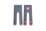 Dievčenské bavlnené pančuchy - sivé so srdiečkom
