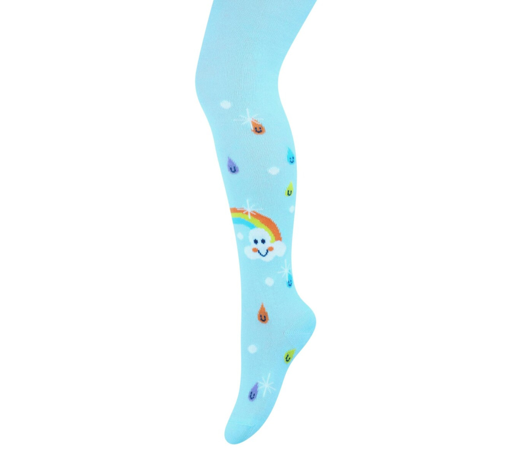 Bavlnené pančuchy - modré s dúhou