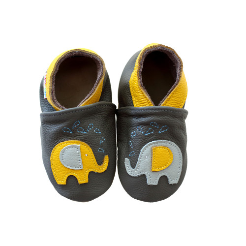 Footstep - kožené capačky sloníky - sivé