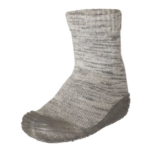 Štrikované papučko-ponožky s gumenou podošvou - sivé